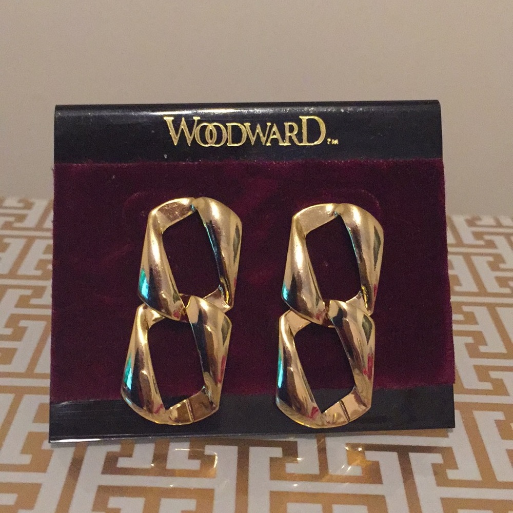 VTG 80’s Large Curb Link Gold Tone Earrings NOS